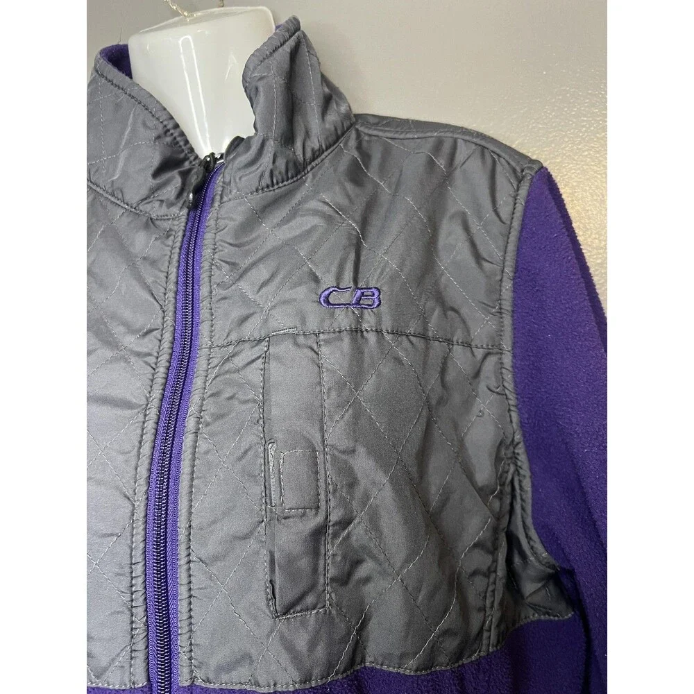 CB Sports Jacket Womens Large Purple Gray Fleece Quilted Full Zip Outdoor